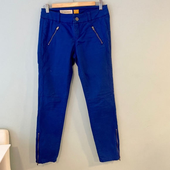 Anthropologie Pilcro Womens Moto Pants Ankle Zip Diamond Stitched / size 2 Blue - Picture 3 of 14